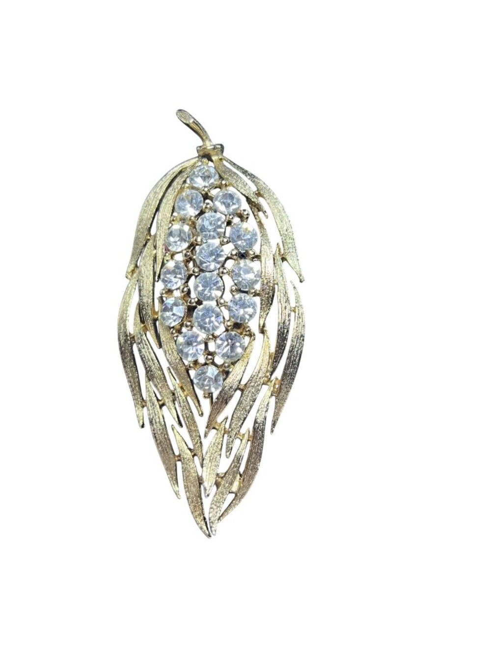 Lisner Gold Tone And Clear Rhinestone Brooch Signed (6425)